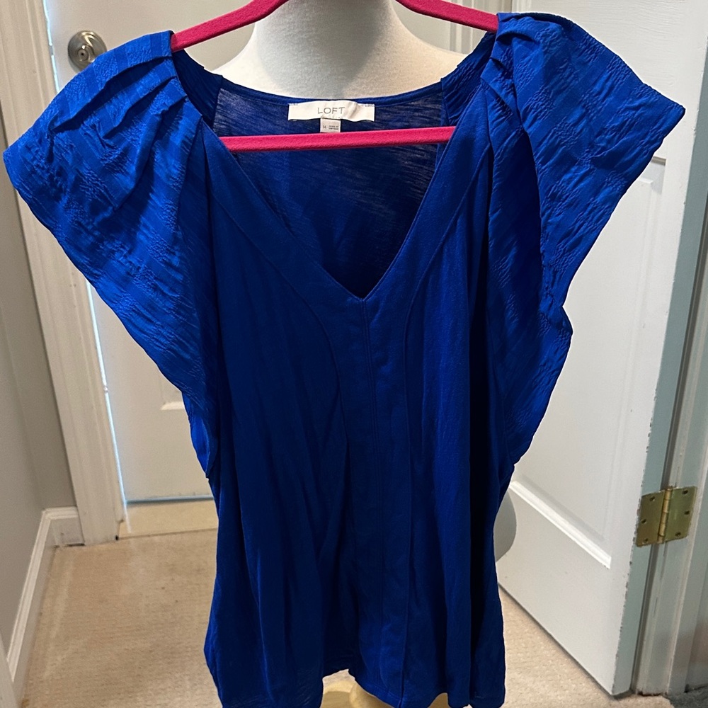 LOFT Royal Blue Blouse with Cap Sleeves